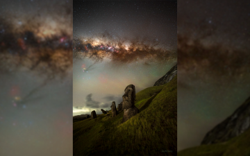 Milky Way swirls over famous Easter Island statutes in stunning photo