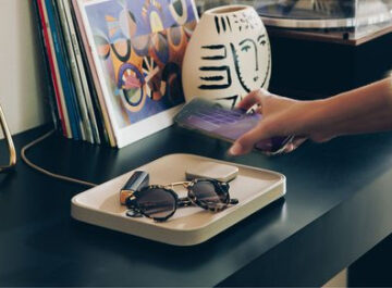 Twelve South’s wireless charging pad looks like a luxurious leather tabletop accessory